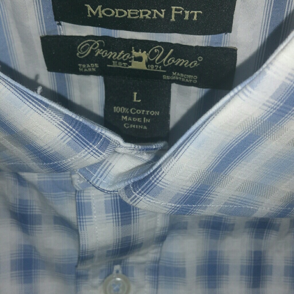 SOLD**Pronto Uomo men's dress shirt large Blu